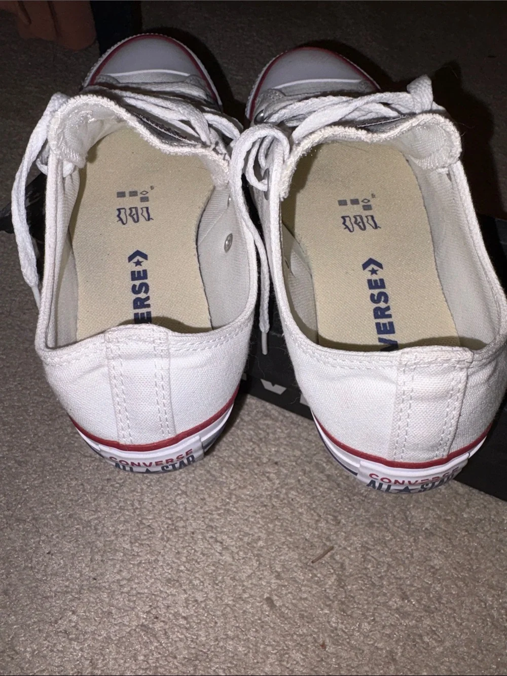 Converse Kids White Canvas Low Top Sneakers with Red Trim